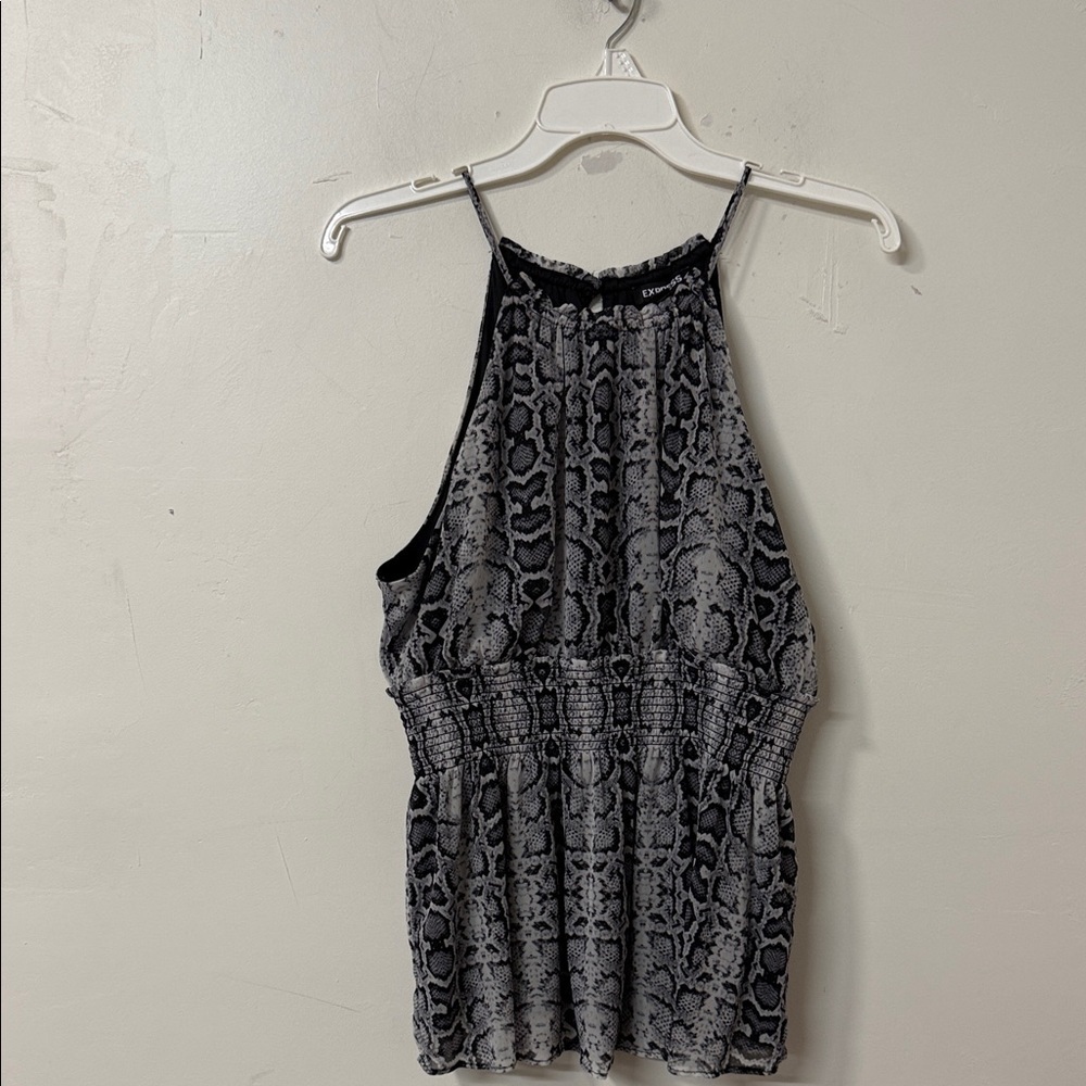 Express Black and Gray Patterned Blouse 2003